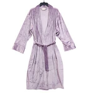 Pure Fiber Velvety Soft Velour Bathrobe Lilac Size Large